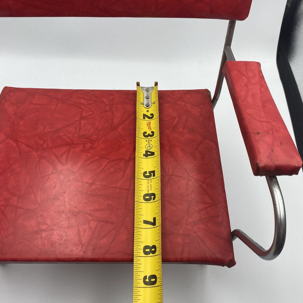 Vintage 1950s Retro Red Vinyl Child's Booster or Doll Chair Metal Frame - Picture 8 of 8